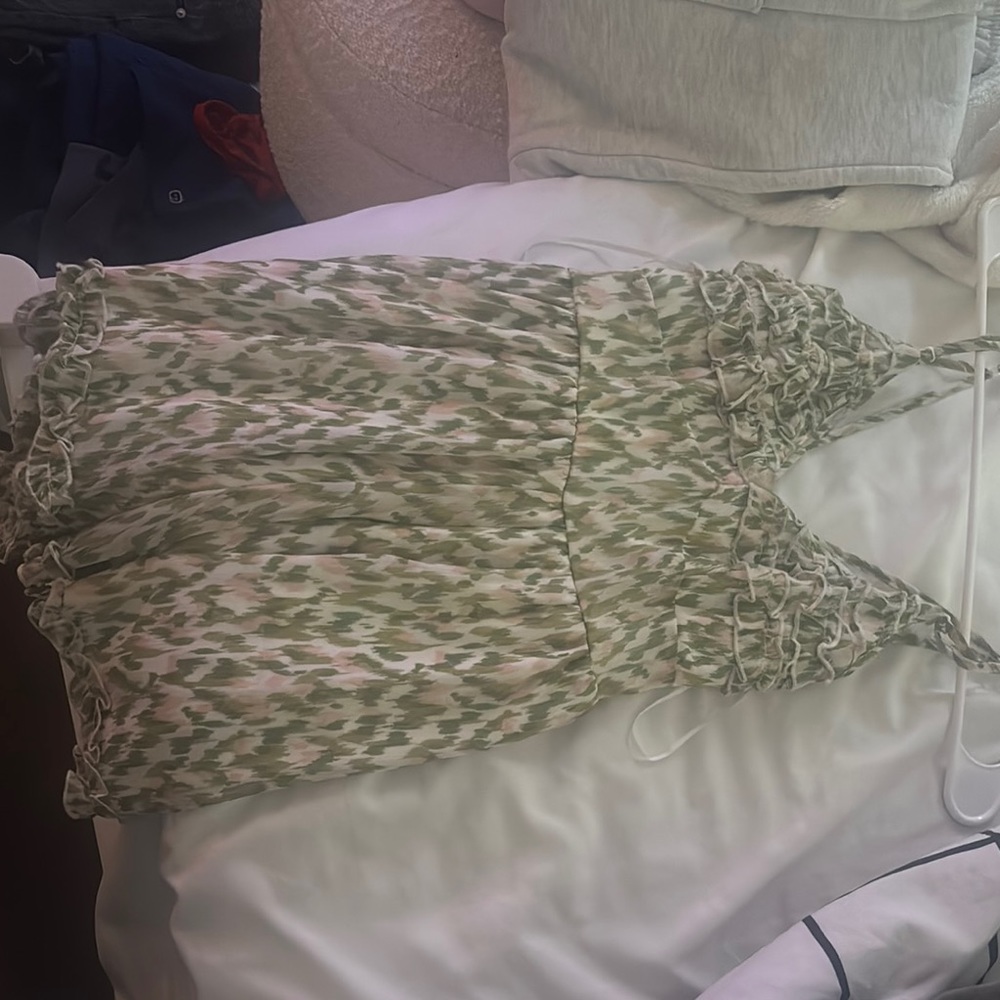 Francesca's Green and White Patterned Romper